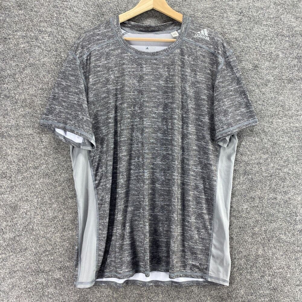 Adidas Activewear T-Shirt Men XL Gray Fitted Techfit Crew Neck Short Sleeve